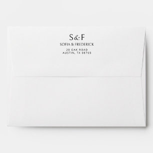 Minimal Elegant Monogram Script Wedding Envelope