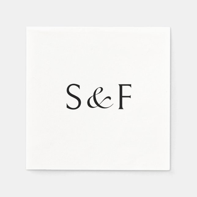 Minimal Elegant Monogram Script Wedding Napkin (Front)