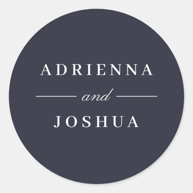 Minimal Elegant Monogram Wedding Classic Round Sticker (Front)