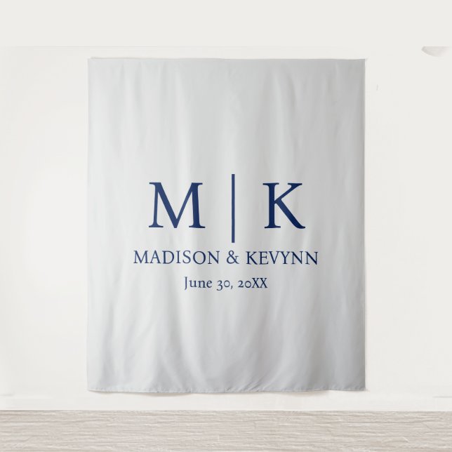 Minimal & Elegant  Monogram Wedding Tapestry (Front)
