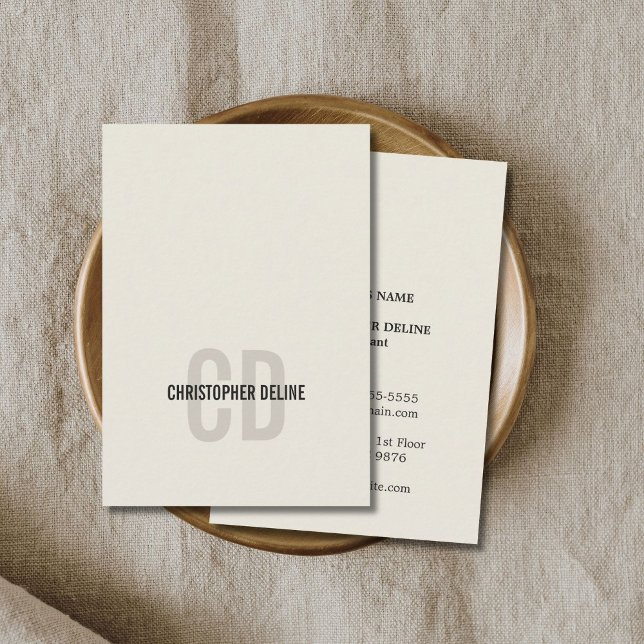Minimal Elegant Old White Monogram Consultant Business Card (Creator Uploaded)