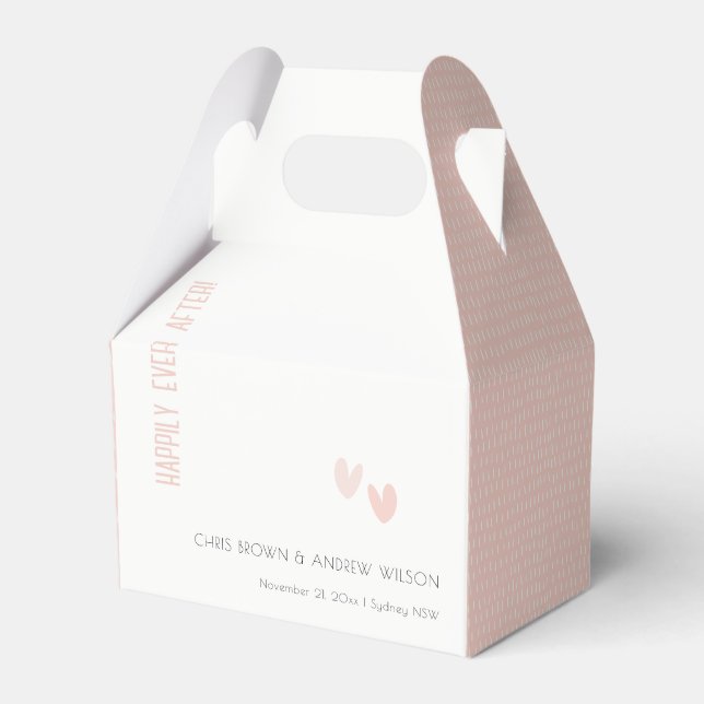 Minimal Elegant Pastel Dusky Pink Hearts Wedding Favour Box (Front Side)