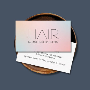 Minimal Elegant Pastel Gradient Bold Hairstylist Business Card