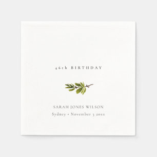 Minimal Elegant Pine Branch Any Age Birthday Napkin