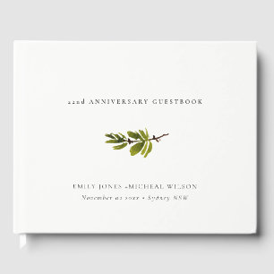 Minimal Elegant Pine Branch Any Year Anniversary Guest Book