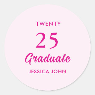 Minimal Elegant Pink class of 2025 graduate Classic Round Sticker