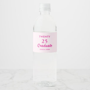 Minimal Elegant Pink class of 2025 graduate Water Bottle Label