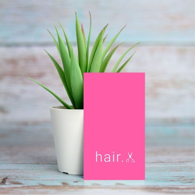 Minimal Elegant Pink White Scissors Hairstylist Business Card (Creator Uploaded)