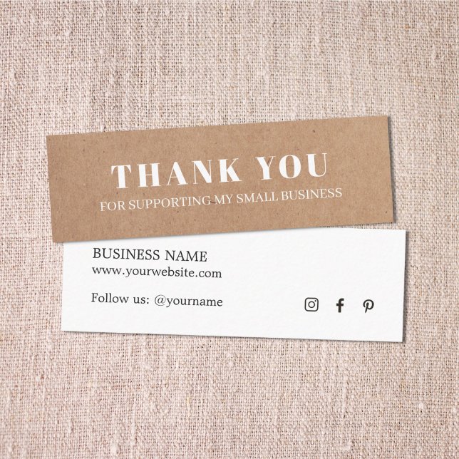 Minimal Elegant Printed Cardboard White Thank You Mini Business Card (Creator Uploaded)