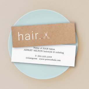 Minimal Elegant Printed Kraft Scissors Hairstylist Mini Business Card