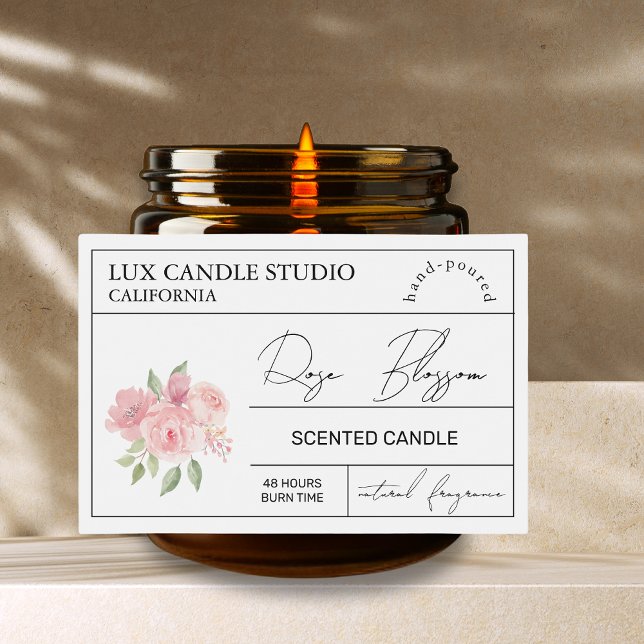 Minimal Elegant Rose Candle Jar Label (Creator Uploaded)