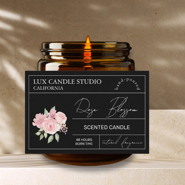 Minimal Elegant Rose Candle Jar Label (Creator Uploaded)