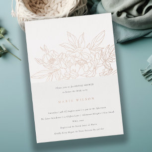 Minimal Elegant Rose Floral Sketch Bridal Shower