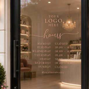 Minimal Elegant Script Opening Hours Business Logo