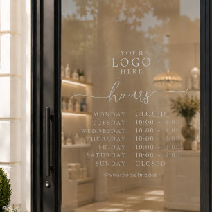 Minimal Elegant Script Opening Hours Business Logo