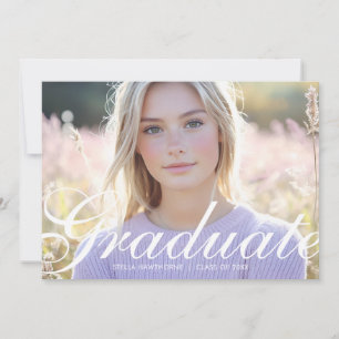 Minimal Elegant Script Photo Graduation Announcement