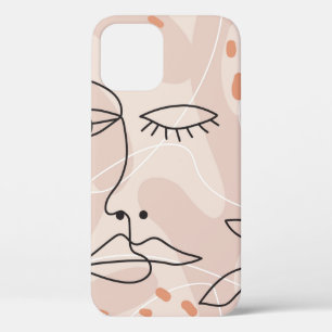 Minimal elegant seamless pattern with one line dra iPhone 12 case