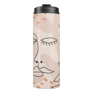 Minimal elegant seamless pattern with one line dra thermal tumbler