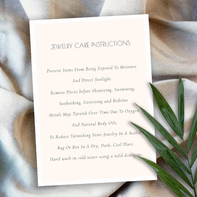 Minimal Elegant Simple Blush White Jewellery Care Business Card (Creator Uploaded)