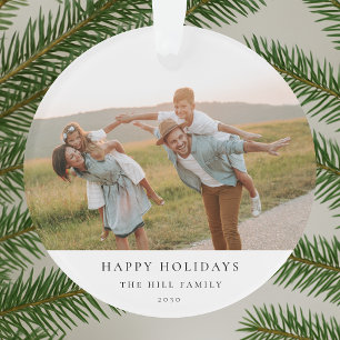 Minimal Elegant Simple   Christmas Family Photo Ornament