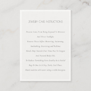 Minimal Elegant Simple Ivory White Jewellery Care Business Card