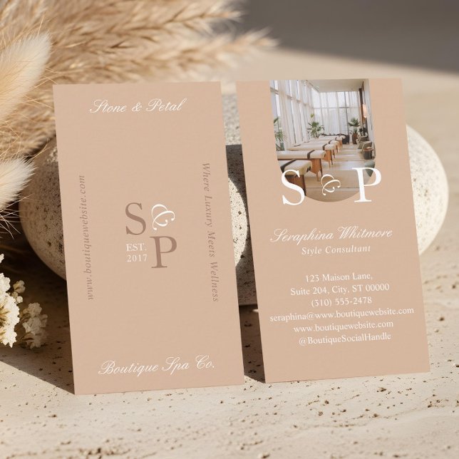 Minimal Elegant Simple Monogram Stylish Arch Photo Business Card (Minimal Elegant Simple Monogram Stylish Arch Photo Business Card)