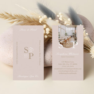Minimal Elegant Simple Monogram Stylish Arch Photo Business Card
