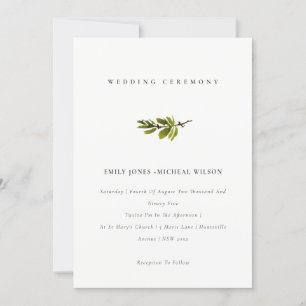 Minimal Elegant Simple Pine Branch Wedding Invite