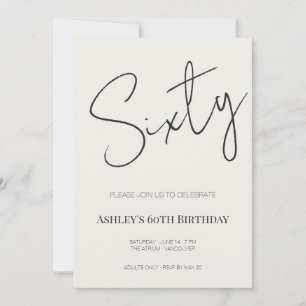 Minimal Elegant Sixty 60th Birthday Celebration  Invitation