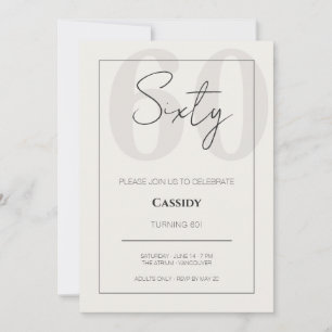 Minimal Elegant Sixty 60th Birthday Celebration  Invitation