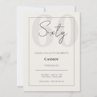 Minimal Elegant Sixty 60th Birthday Celebration  Invitation