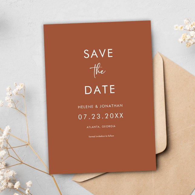 Minimal Elegant Terracotta Wedding Save The Date (Minimal Elegant Terracotta Wedding Save The Date)