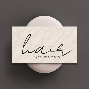 Minimal Elegant Texture Beige Bold Hair Salon Business Card