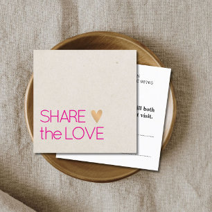 Minimal Elegant Texture Beige Pink Faux Gold Heart Referral Card