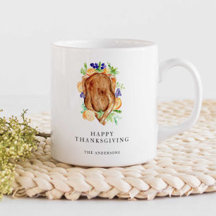 Minimal Elegant Thanksgiving Dinner Custom Name Coffee Mug