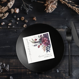 Minimal Elegant Watercolor Floral Wedding Napkin