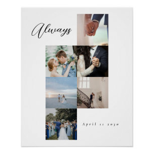 Minimal Elegant Wedding Customizable Photo Collage Poster