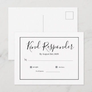 Minimal Elegant Wedding RSVP Postcard