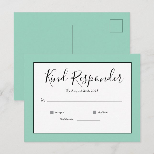 Minimal Elegant Wedding RSVP Postcard (Front/Back)