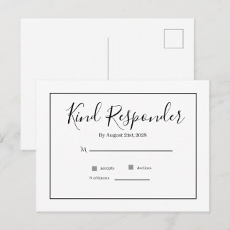 Minimal Elegant Wedding RSVP Postcard