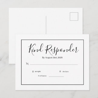 Minimal Elegant Wedding RSVP Postcard
