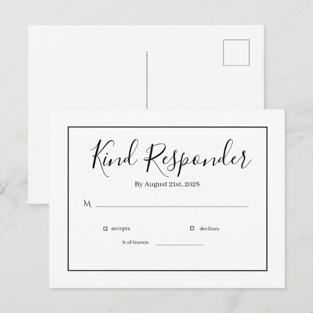 Minimal Elegant Wedding RSVP Postcard (Front/Back)