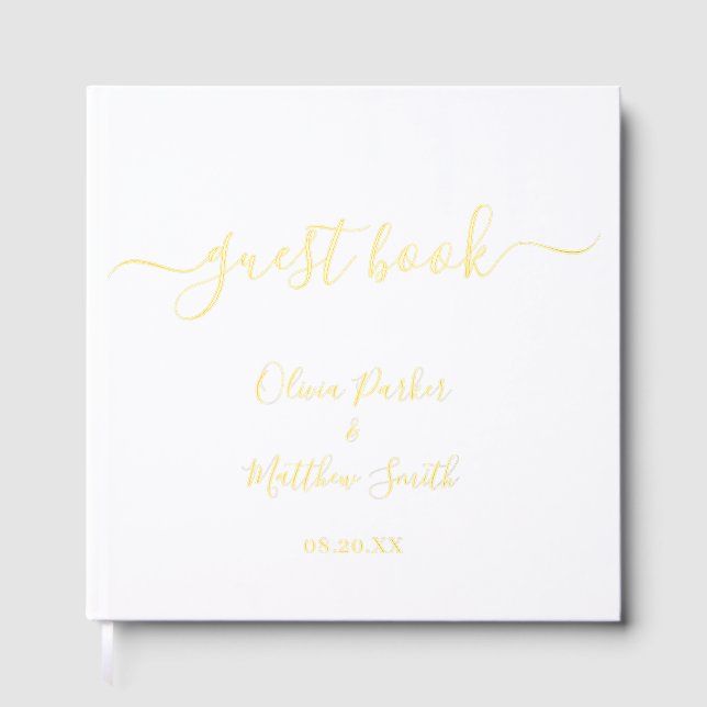 Minimal Elegant White Classic Wedding Guest Book (Front)
