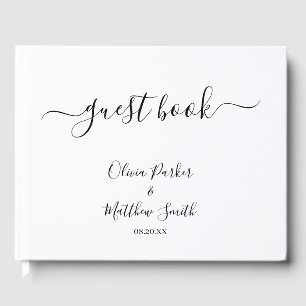 Minimal Elegant White Classic Wedding Guest Book