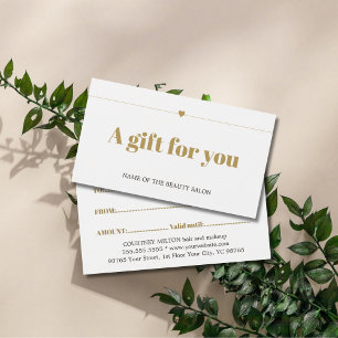 Minimal Elegant White Faux Gold Line Heart Beauty