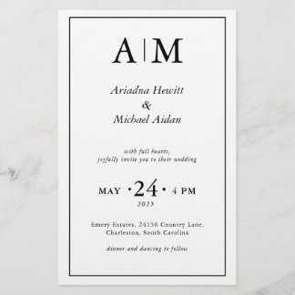 Minimal Elegant White Wedding Flat Stationery