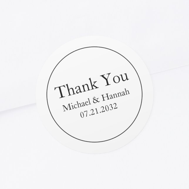 Minimal Elegant White Wedding Thank You Classic Ro Classic Round Sticker (Creator Uploaded)