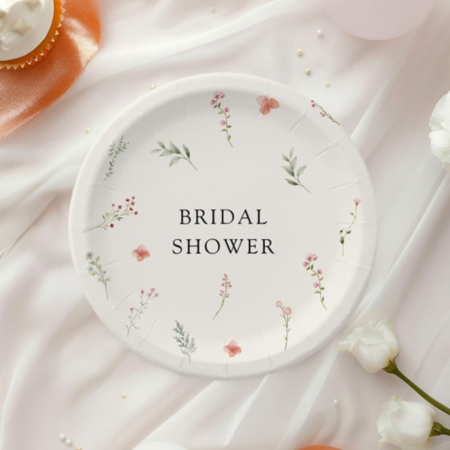 Minimal Elegant Wildflower Budget Bridal Shower Paper Plate (Creator Uploaded)