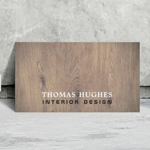 Minimal Elegant Wooden Interior Designer Business Card
