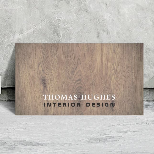 Minimal Elegant Wooden Interior Designer Business Card (Creator Uploaded)